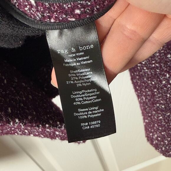 Rag & Bone Valerie Tweed Blazer in Burgundy 12 - Picture 9 of 9